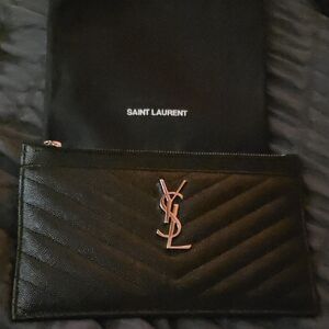 Saint Laurent Black Clutch with Silver Logo